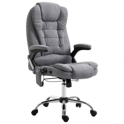 Emaga vidaxl krzesło biurowe z masażem, szare, poliester