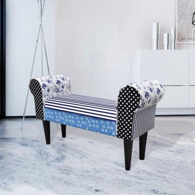 Emaga vidaxl patchworkowa ławka w rustykalnym stylu, niebiesko-biała