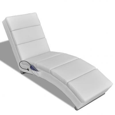 Emaga vidaxl rozkładany fotel masujący, biały, sztuczna skóra