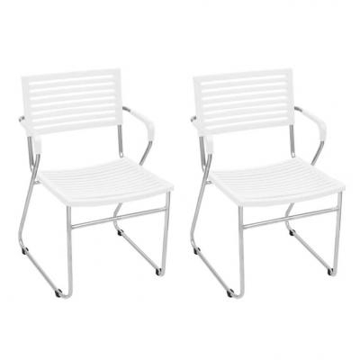 Emaga vidaxl sztaplowane krzesła stołowe, 2 szt., białe, plastikowe