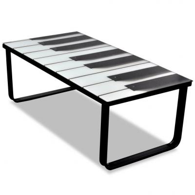 Emaga vidaxl stolik kawowy z nadrukiem klawiatury pianina, szklany blat