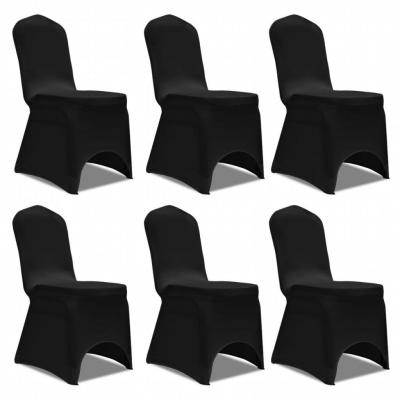 Emaga vidaxl czarne elastyczne pokrowce na krzesła, 6 sztuk