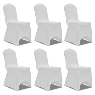Emaga vidaxl białe elastyczne pokrowce na krzesła, 6 szt.