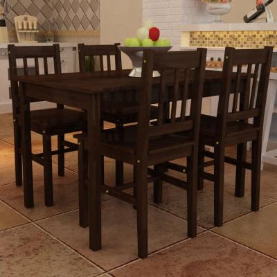 Emaga drewniany zestaw - 4 krzesła i stolik, brązowy