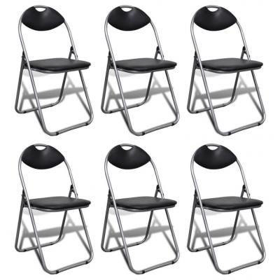 Emaga vidaxl składane krzesła stołowe, 6 szt., czarne, sztuczna skóra i stal