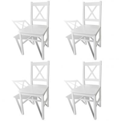 Emaga vidaxl krzesła stołowe, 4 szt., białe, drewno sosnowe