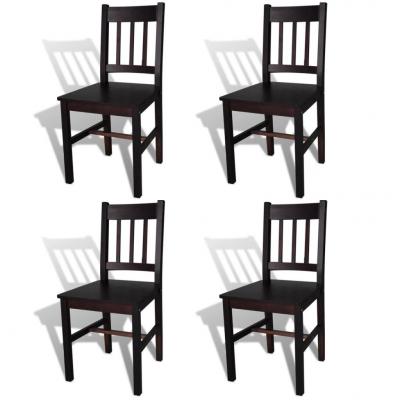 Emaga vidaxl krzesła stołowe, 4 szt., brązowe, drewno sosnowe