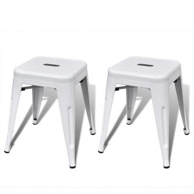 Emaga vidaxl stołki sztaplowane, 2 szt., białe, metalowe