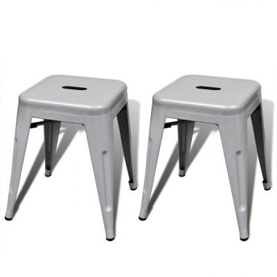 Emaga vidaxl stołki sztaplowane, 2 szt., szare, metalowe