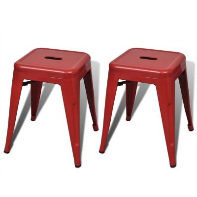 Emaga vidaxl stołki sztaplowane, 2 szt., czerwone, metalowe