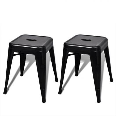 Emaga vidaxl stołki sztaplowane, 2 szt., czarne, metalowe