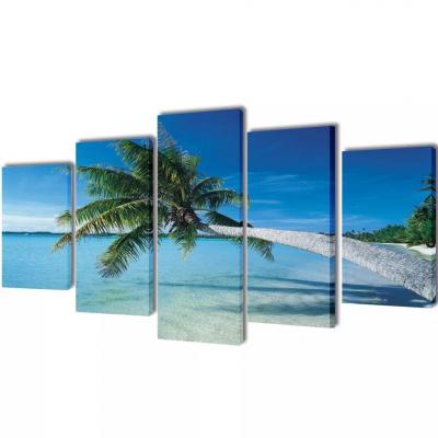 Emaga zestaw obrazów canvas 100 x 50 cm plaża i palmy