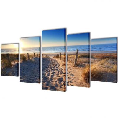 Emaga zestaw obrazów canvas 100 x 50 cm piasek na plaży