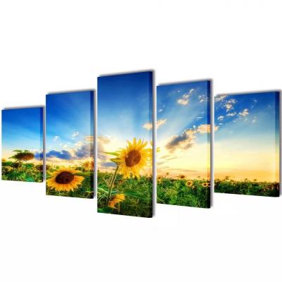 Emaga zestaw obrazów canvas 100 x 50 cm słoneczniki