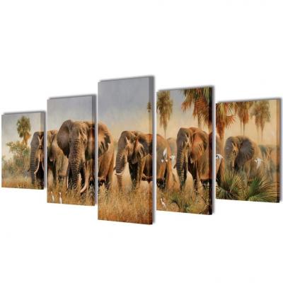 Emaga zestaw obrazów canvas 200 x 100 cm słonie