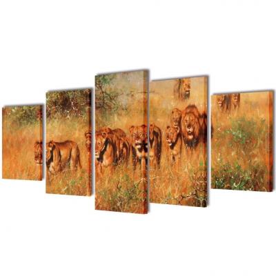 Emaga zestaw obrazów canvas 200 x 100 cm lwy