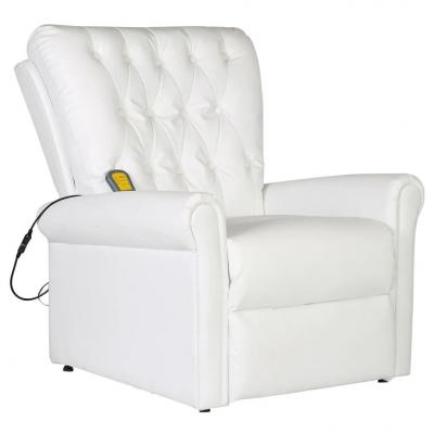 Emaga vidaxl fotel masujący, biały, sztuczna skóra