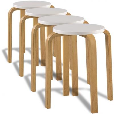 Emaga vidaxl stołki barowe, 4 szt., białe, gięte drewno
