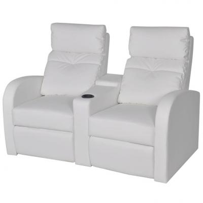 Emaga vidaxl rozkładane fotele kinowe dla 2 osób, eko-skóra, białe