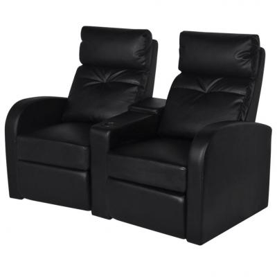 Emaga vidaxl fotele kinowe dla 2 osób, sztuczna skóra, czarne