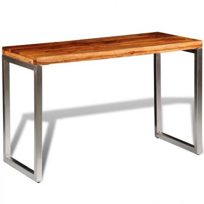 Emaga vidaxl stół lub biurko z drewna sheesham z metalowymi nogami