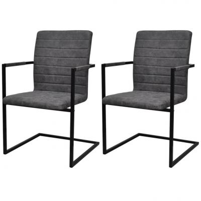 Emaga vidaxl krzesła stołowe, wspornikowe, 2 szt., szare, sztuczna skóra