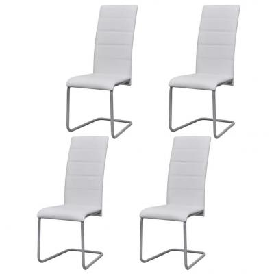 Emaga vidaxl krzesła stołowe, wspornikowe, 4 szt., białe, sztuczna skóra