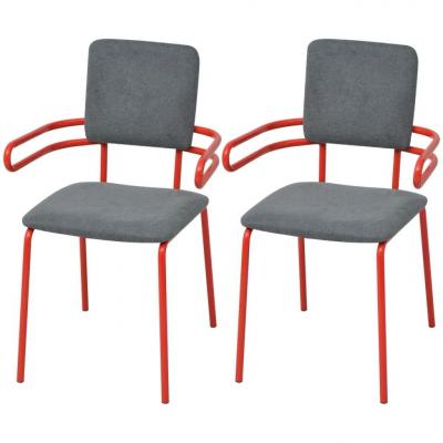 Emaga vidaxl krzesła stołowe, 2 szt., czerwono-szare, tkanina