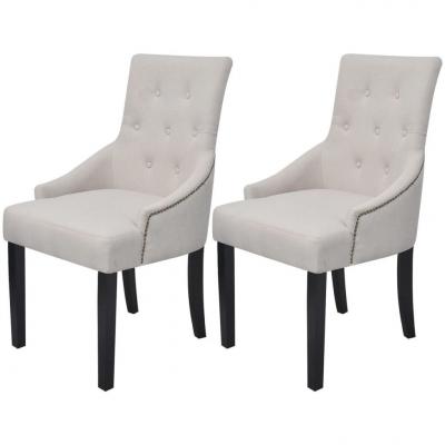 Emaga vidaxl krzesła stołowe, 2 szt., kremowe, tkanina