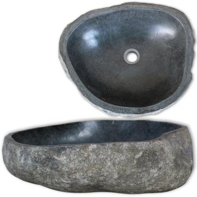 Emaga vidaxl owalna umywalka z kamienia rzecznego, 46-52 cm
