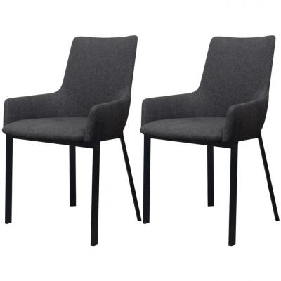 Emaga vidaxl krzesła stołowe, 2 szt., ciemnoszare, tkanina