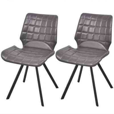 Emaga vidaxl krzesła stołowe, 2 szt., szare, sztuczna skóra