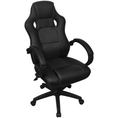 Emaga vidaxl krzesło biurowe w stylu sportowym ze sztucznej skóry czarne