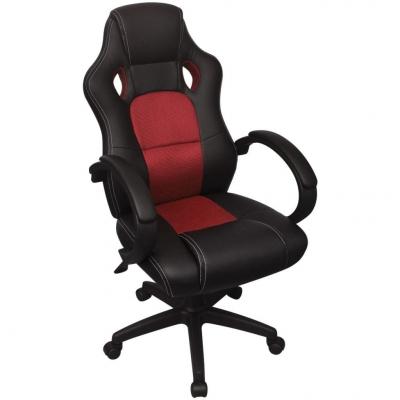 Emaga vidaxl krzesło biurowe w stylu sportowym ze sztucznej skóry czerwone