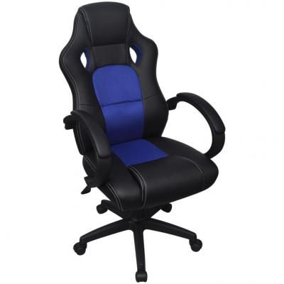 Emaga vidaxl krzesło biurowe w stylu sportowym ze sztucznej skóry niebieskie