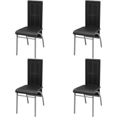 Emaga vidaxl krzesła stołowe, 4 szt., czarne, sztuczna skóra