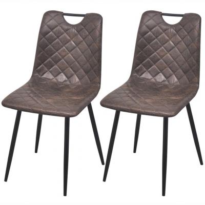 Emaga vidaxl krzesła stołowe, 2 szt., ciemnobrązowe, sztuczna skóra