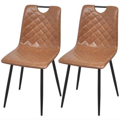 Emaga vidaxl krzesła stołowe, 2 szt., jasnobrązowe, sztuczna skóra