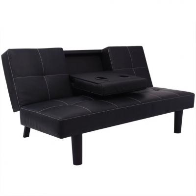 Emaga vidaxl kanapa/sofa rozkładana ze składanym stolikiem, ekoskóra czarna