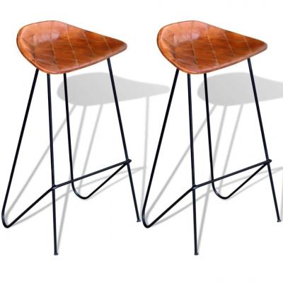 Emaga vidaxl krzesła barowe, 2 szt., czarno-brązowe, skóra naturalna