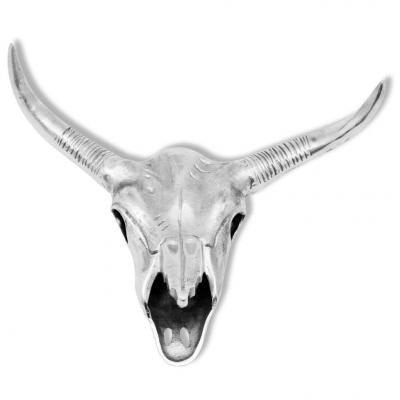 Emaga vidaxl czaszka byka, dekoracyjna na ścianę, aluminium, srebrna