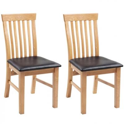 Emaga vidaxl krzesła stołowe, 2 szt., lite drewno dębowe i sztuczna skóra