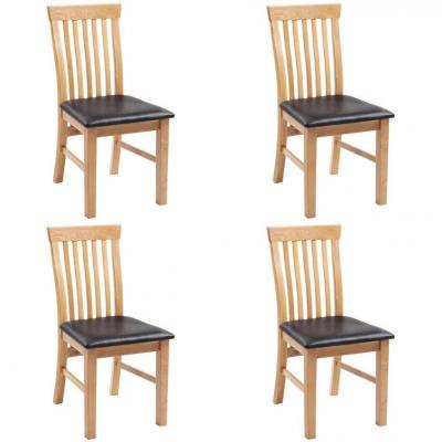 Emaga vidaxl krzesła stołowe, 4 szt., lite drewno dębowe i sztuczna skóra