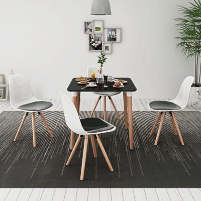 Emaga vidaxl zestaw mebli do jadalni 5 elementów stół i biało-czarne krzesła