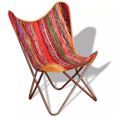 Emaga vidaxl krzesło motyl, w stylu chindi, wielokolorowe, tkanina