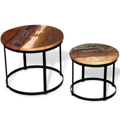 Emaga vidaxl dwa stoliki do kawy z odzyskanego drewna, okrągłe, 40 i 50 cm