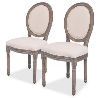 Emaga vidaxl krzesła stołowe, 2 szt., kremowe, tkanina