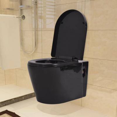 Emaga vidaxl podwieszana toaleta ceramiczna, czarna