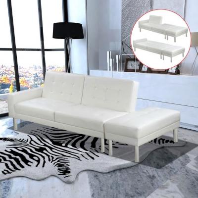 Emaga vidaxl rozkładana sofa ze sztucznej skóry, kolor biały