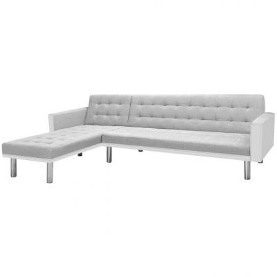 Emaga vidaxl sofa narożna z tkaniny, 218 x 155 x 69 cm, biało-szara
